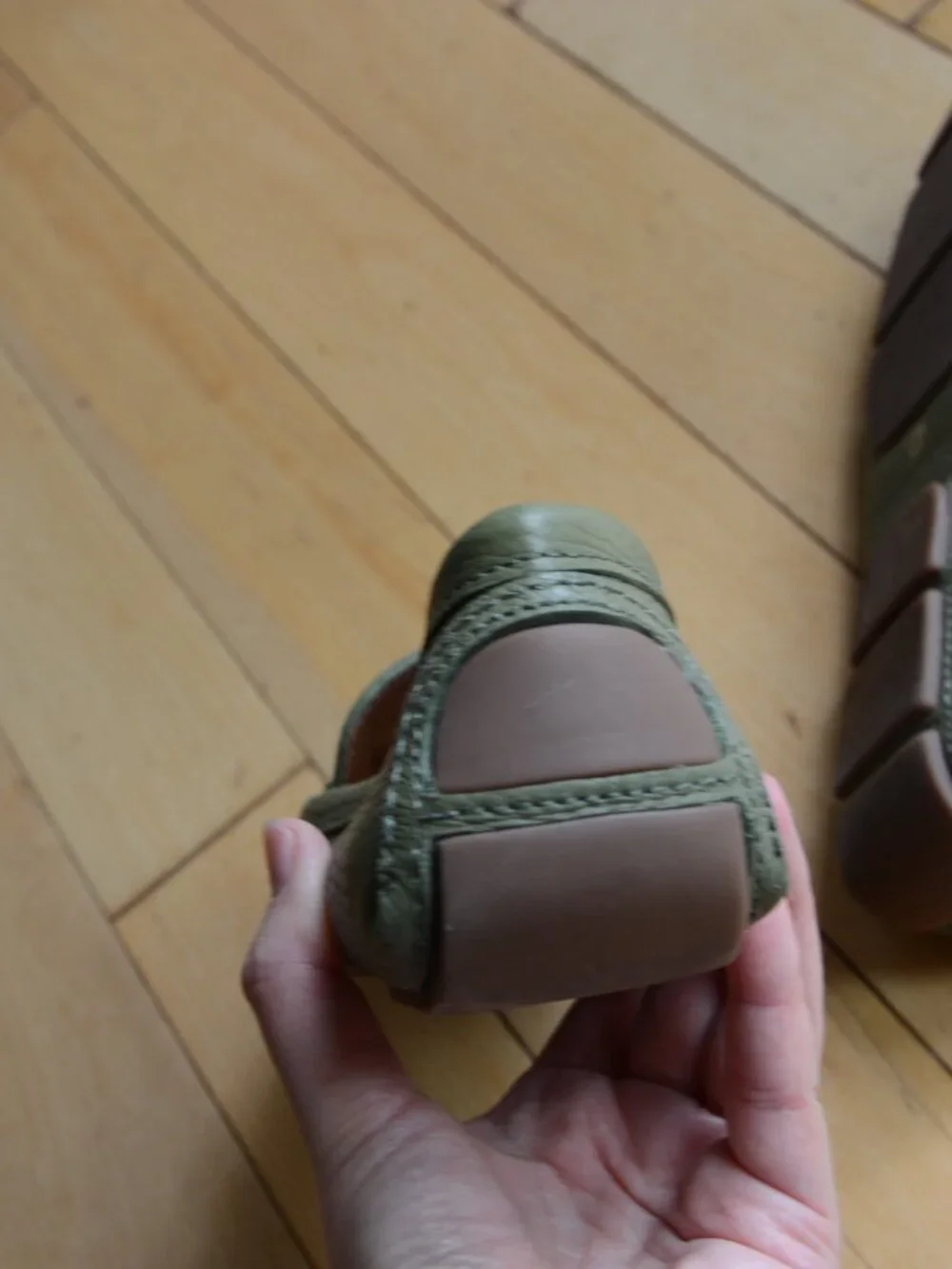 Tory Burch Olive Green Leather Logo Driving Loafers